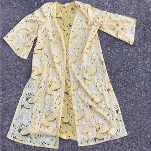 Ember Yellow Floral Lace Kimono
